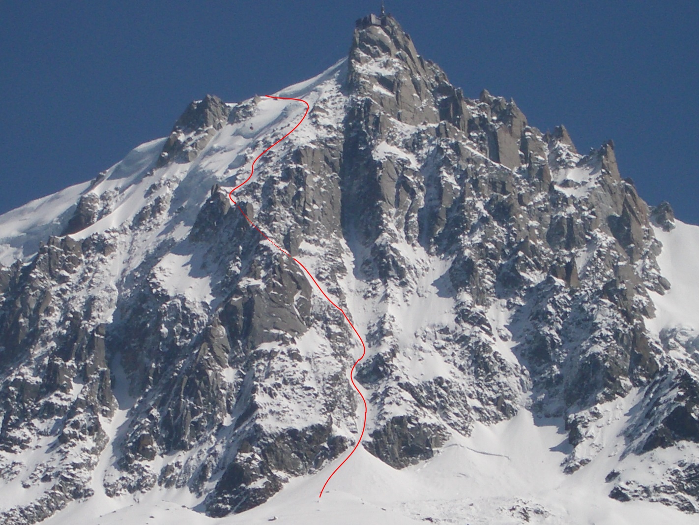 The Eugster Couloir on the N Face of the Aiguille du Midi